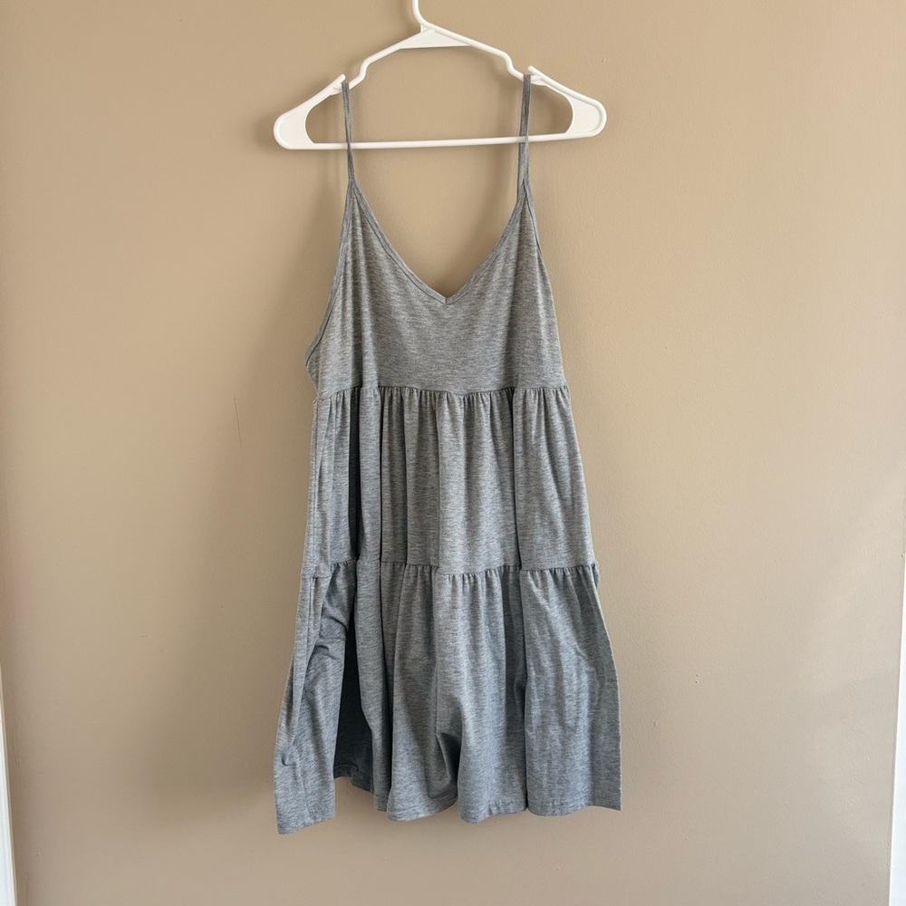 Gray Sleeveless Tiered Dress